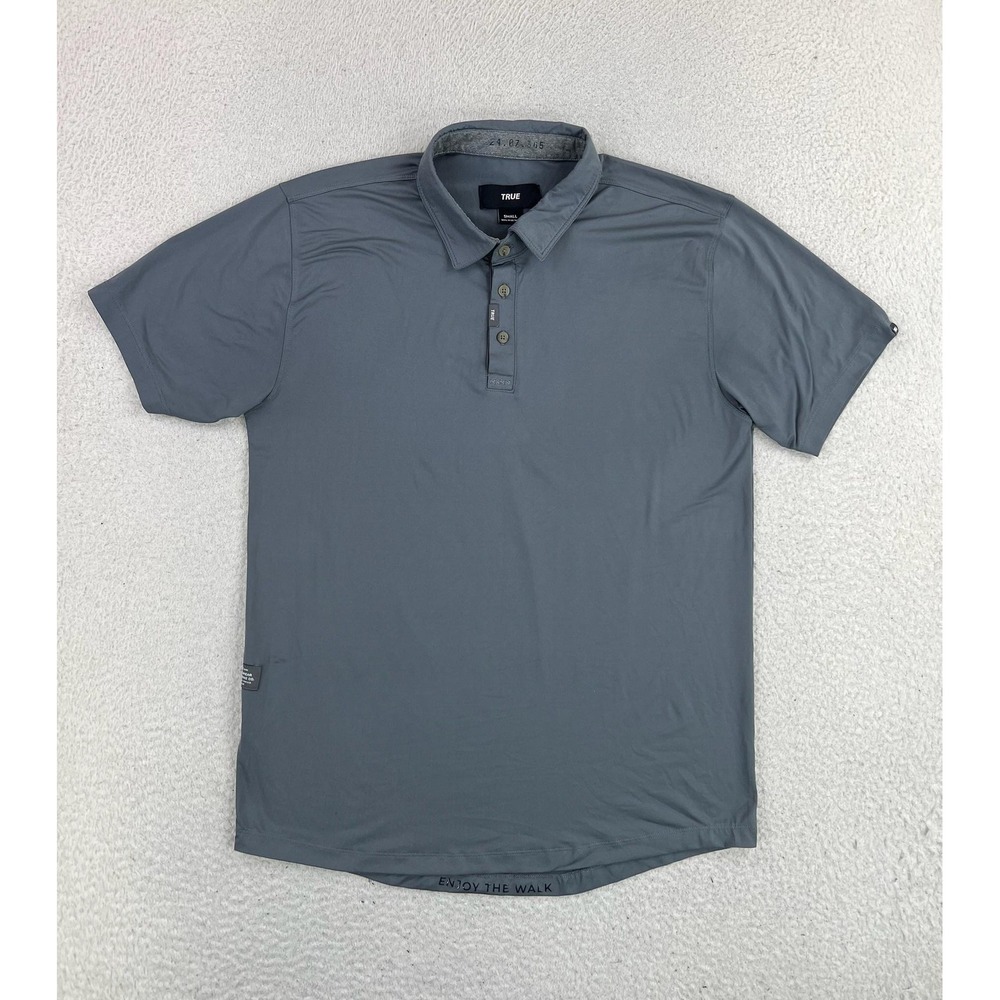 TRUE Linkswear Mens Small Gray Solid Golf Performance Stretch Polo Shirt